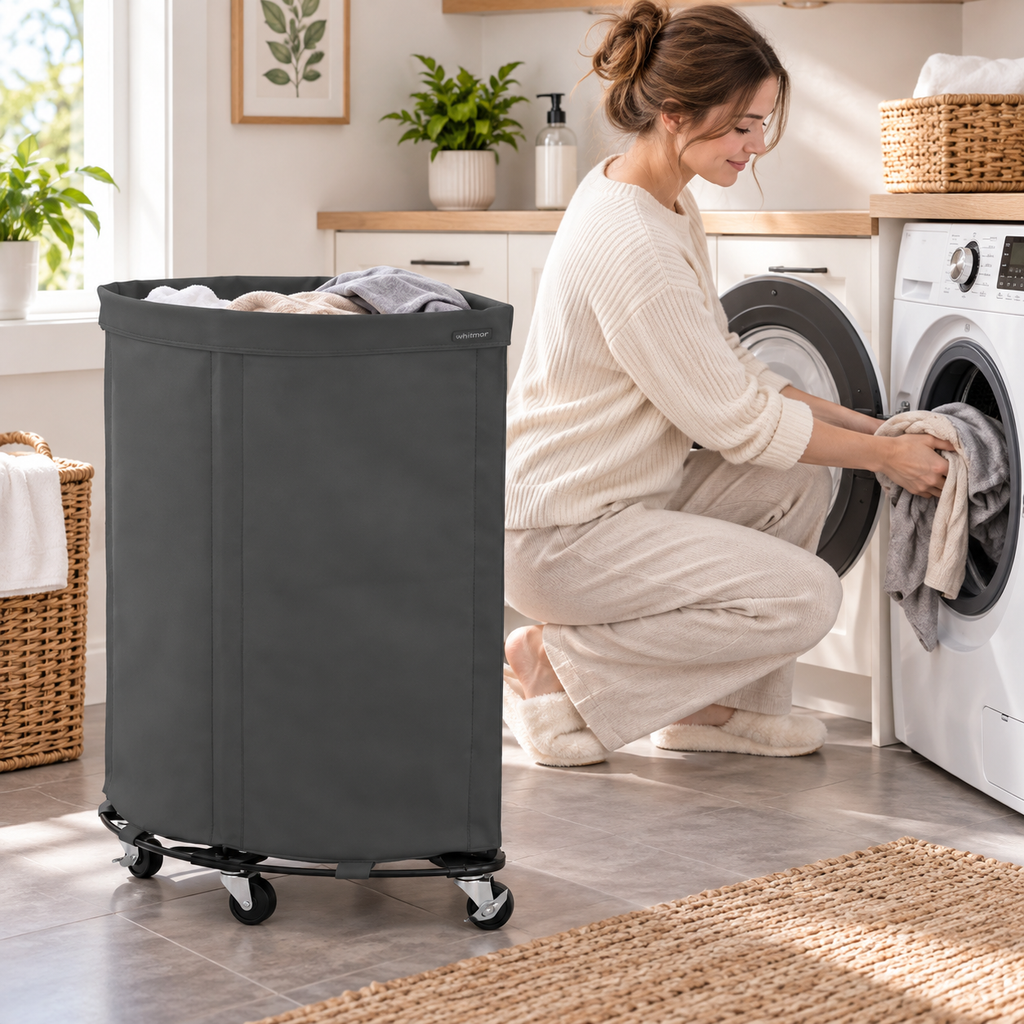 Heavy-Duty Rolling Canvas Laundry Hamper