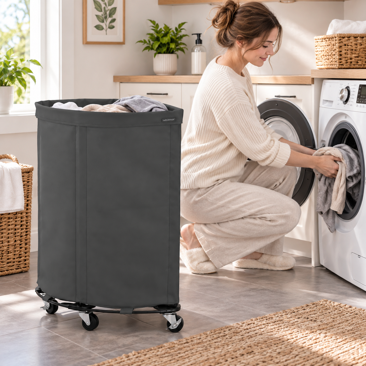 Heavy-Duty Rolling Canvas Laundry Hamper