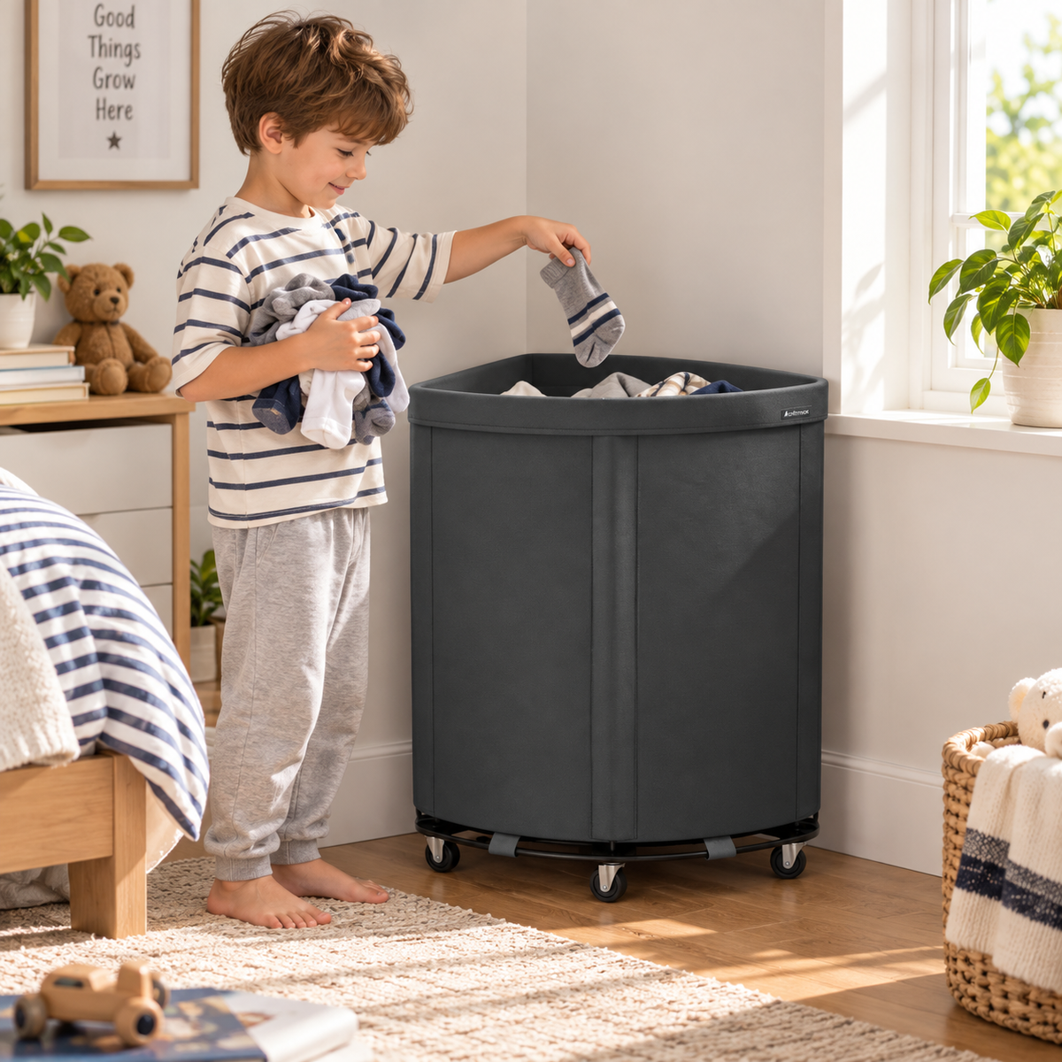 Heavy-Duty Rolling Canvas Laundry Hamper