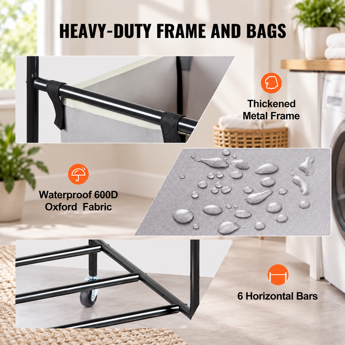 Triple Compartment Rolling Laundry Sorter