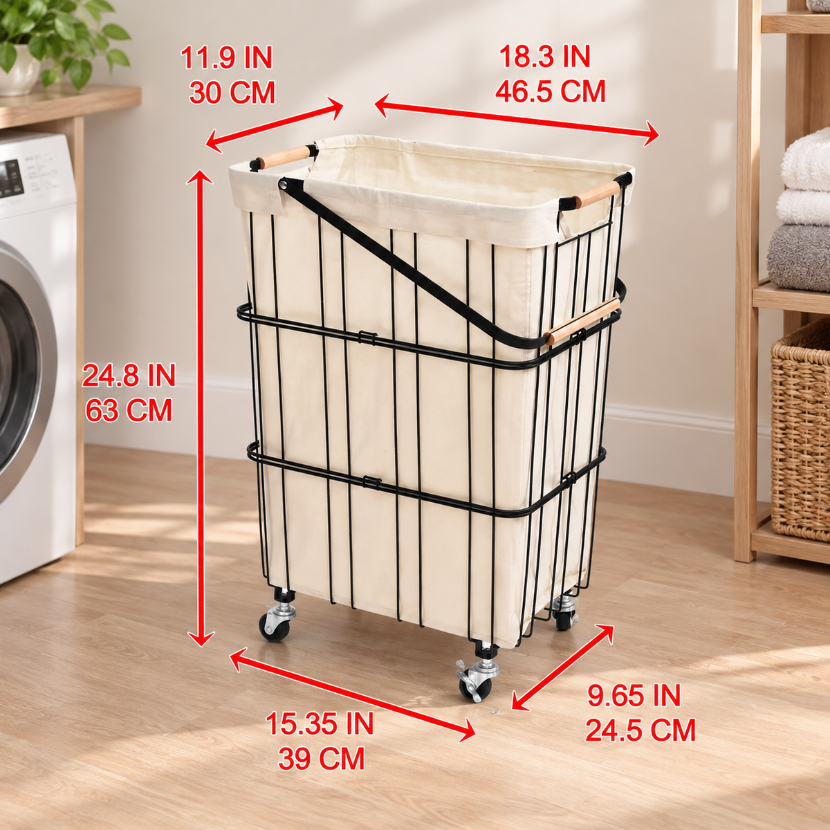 Slim Rolling Laundry Basket Cart