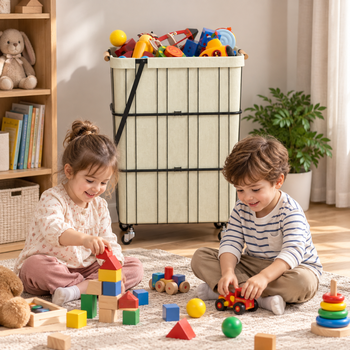 Slim Rolling Laundry Basket Cart