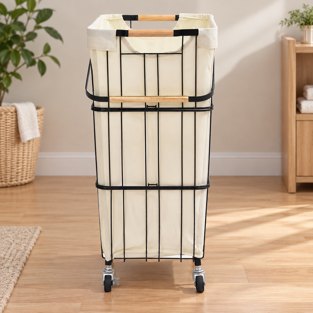 Slim Rolling Laundry Basket Cart