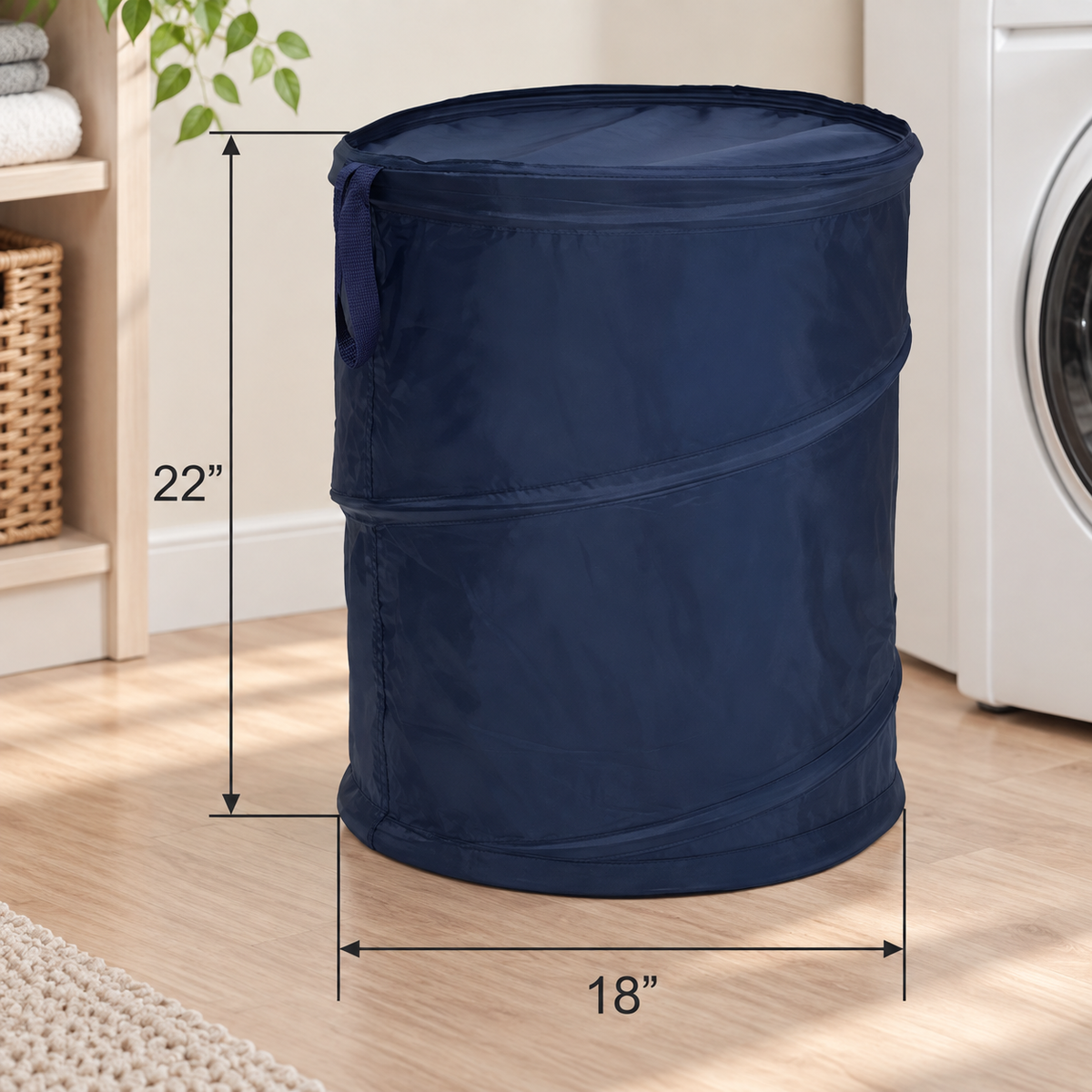 Zipper Lid Pop-Up Laundry Hamper