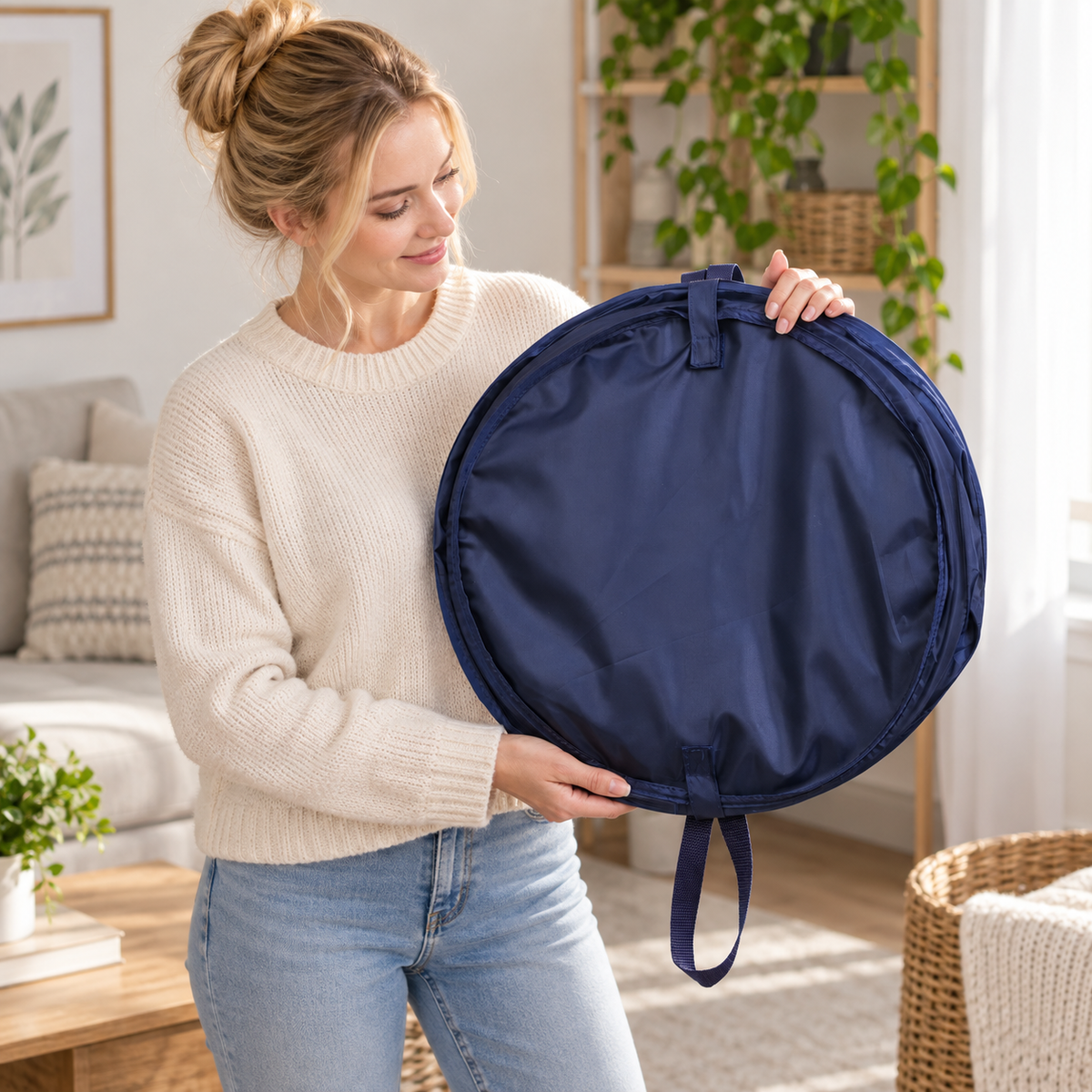 Zipper Lid Pop-Up Laundry Hamper