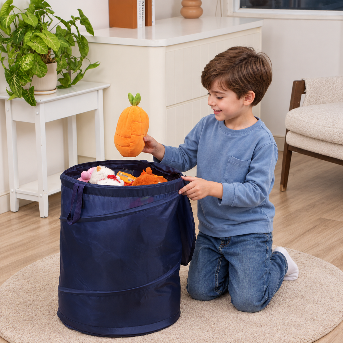 Zipper Lid Pop-Up Laundry Hamper