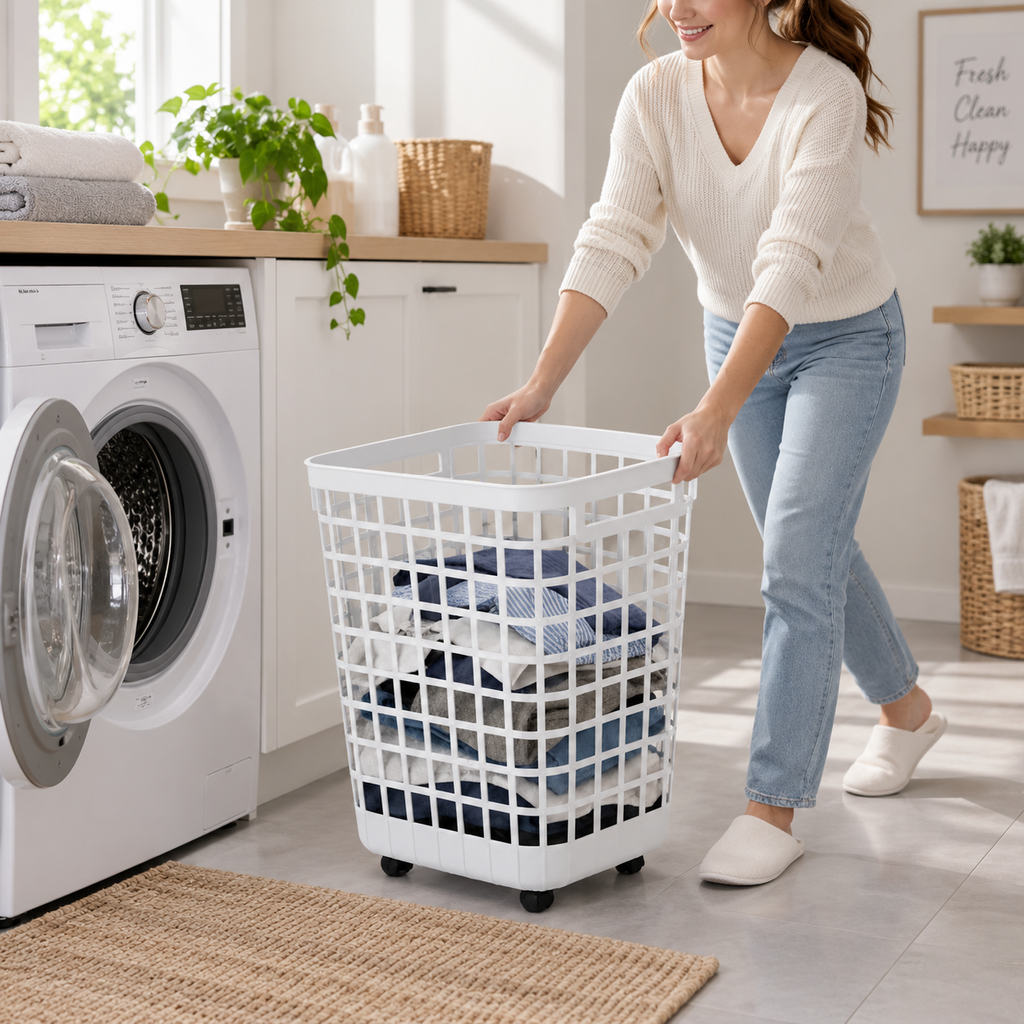 Rolling Laundry Basket with Wheels